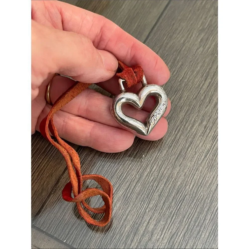 Brighton Replacement Heart Fob Hang Tag Red Leather - Silver-tone Heart